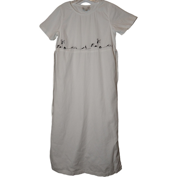 Vintage David Dart Sport White Maxi Dress Size Medium Tie Back Beach Scene - Picture 1 of 9